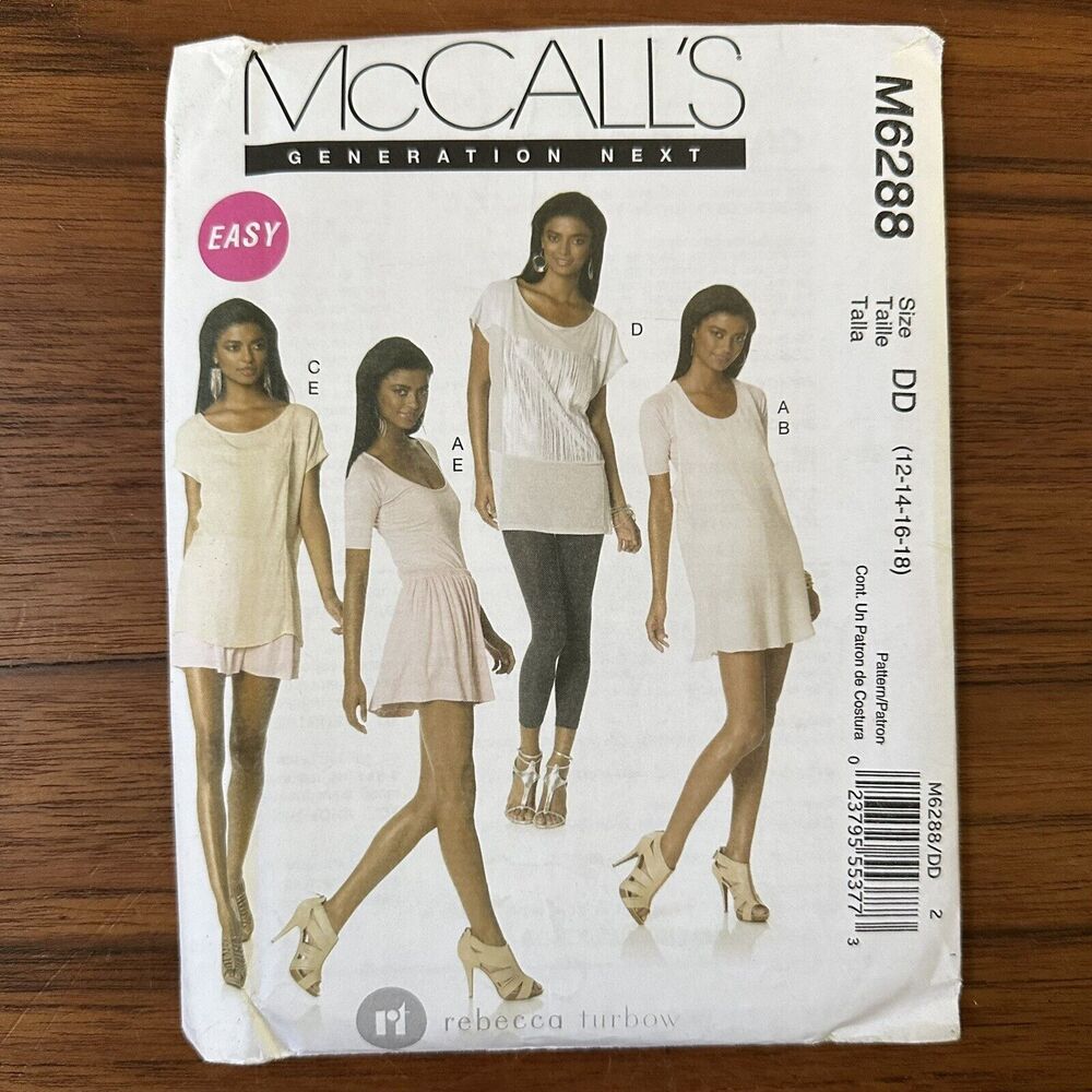 UNCUT MCCALL’S M6288 Top Dress Skirt Easy Sewing Pattern Size DD 12-14-16-18 NEW